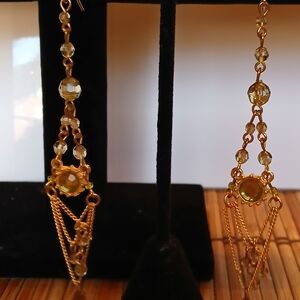 Elegant Gold Tone Chandelier Earrings